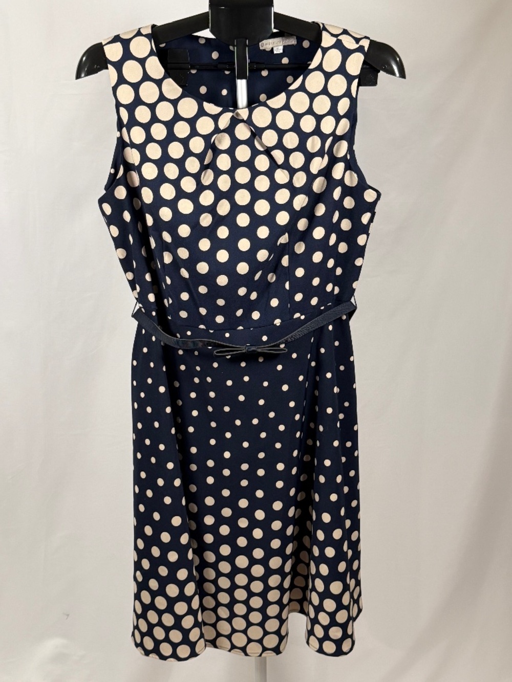 Signature Darby Navy Polka Dot Fit & Flare Dress Size 14